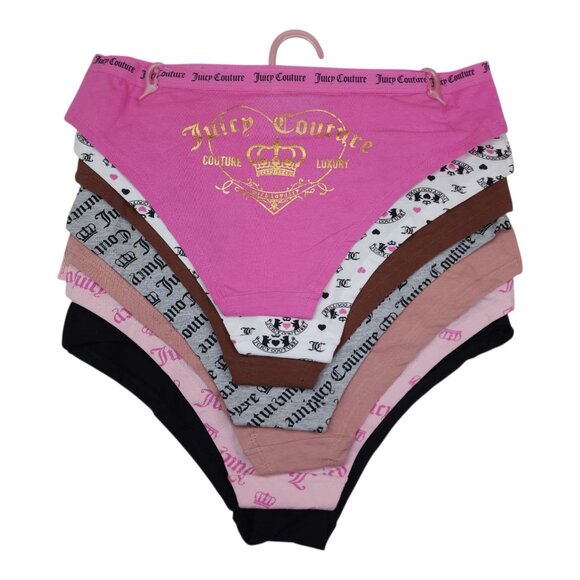 Juicy Couture Womens 7 Pk Bikini Cheeky Panties Intimates Assorted Colors Size L - Picture 2 of 14